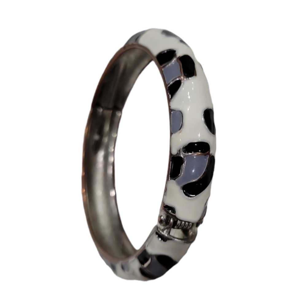 White/Black/Silver Leopard-Like Print Bracelet